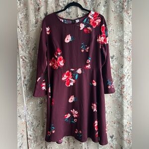 Old Navy Burgundy Floral Flute Sleeve Dress